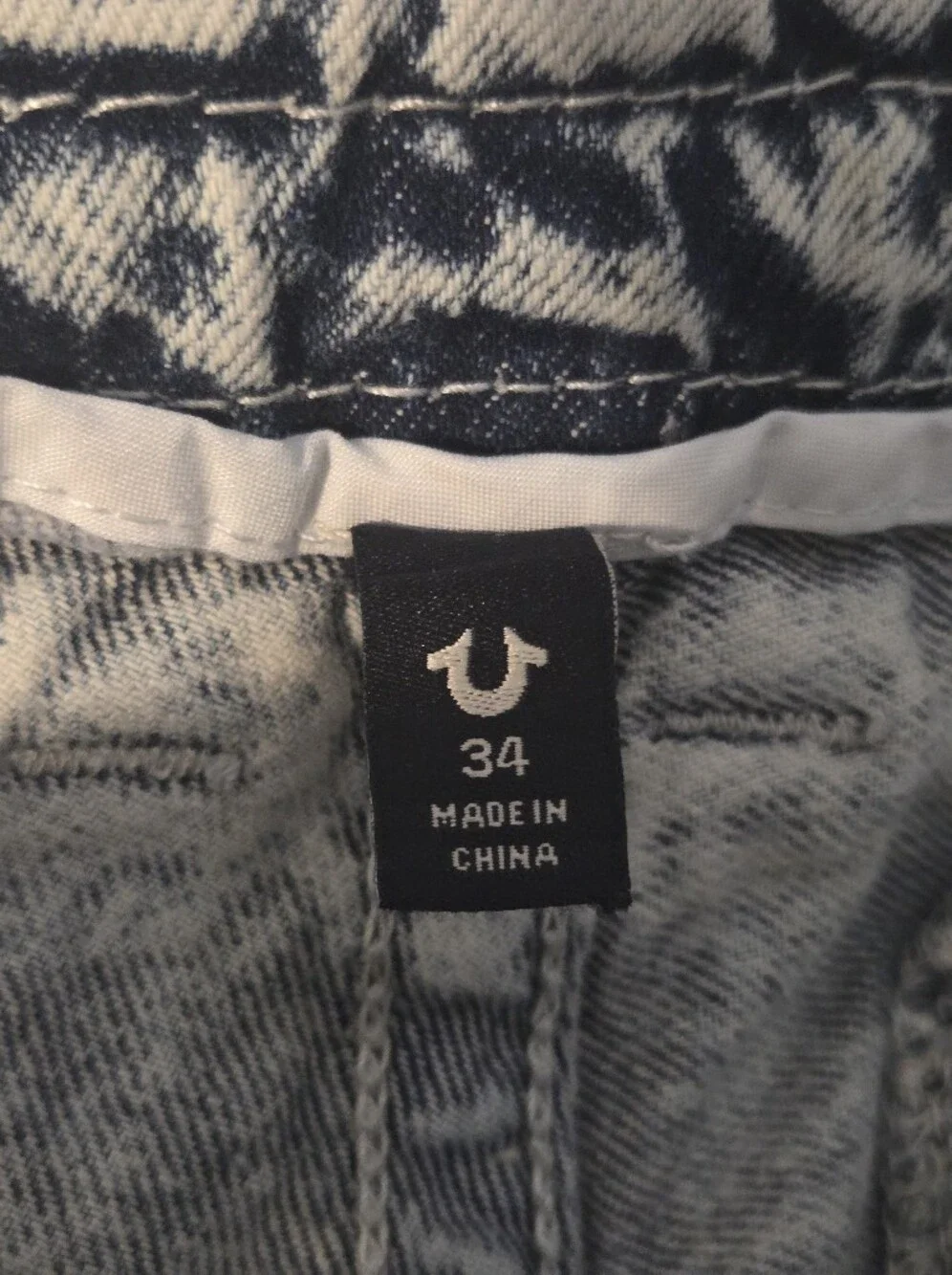 True Religion Acid Wash Strap Zip Cargo Baggy Jeans - Size 34 - 90s Style